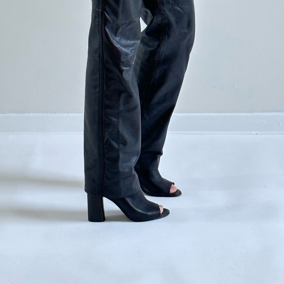 [SOLD] L’intervalle Black Leather Block Heel Mule Peep Toe Booties size 41 or 10 - Picture 8 of 8